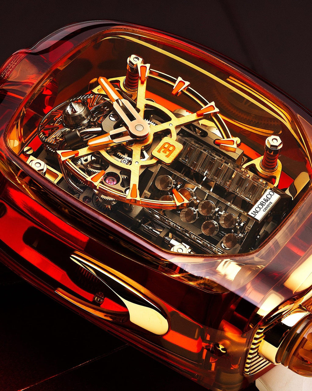 Limited Edition Jacob & Co. Bugatti Chiron Tourbillon Orange Sapphire Crystal watch (G00)