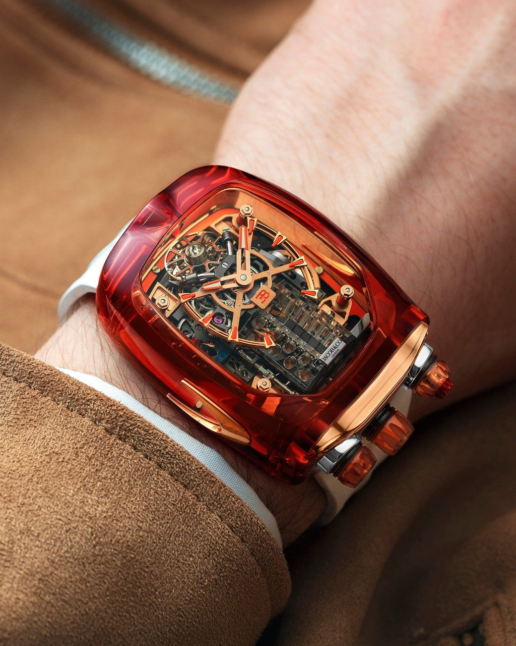Limited Edition Jacob & Co. Bugatti Chiron Tourbillon Orange Sapphire Crystal watch (G00)