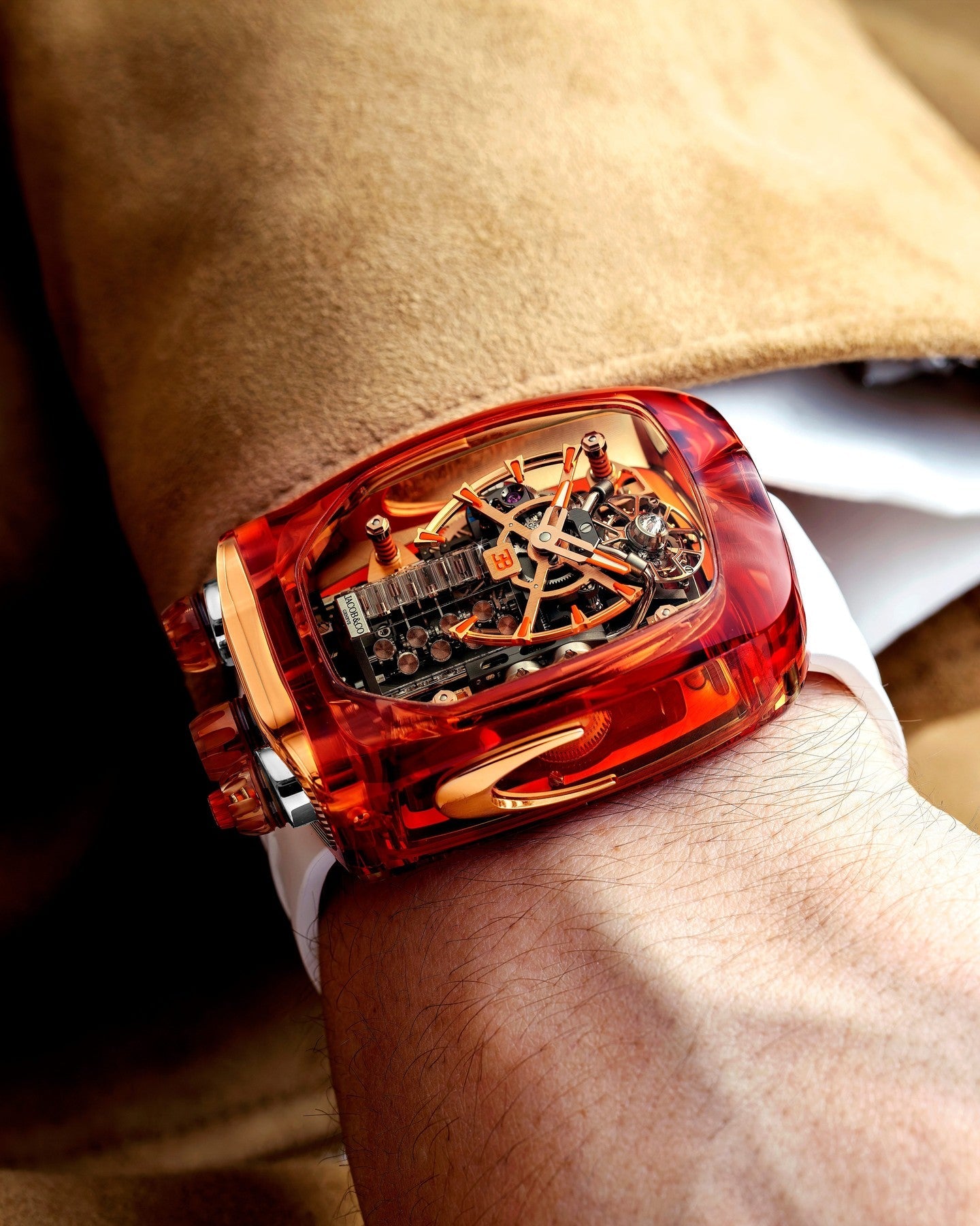 Limited Edition Jacob & Co. Bugatti Chiron Tourbillon Orange Sapphire Crystal watch (G00)