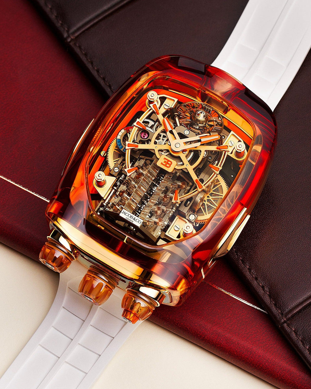 Limited Edition Jacob & Co. Bugatti Chiron Tourbillon Orange Sapphire Crystal watch (G00)