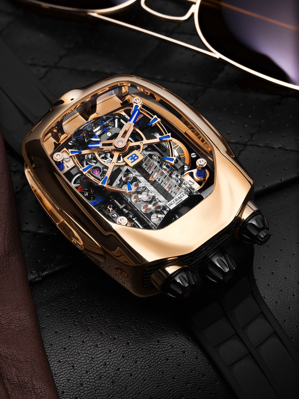 Limited Edition Jacob & Co. Bugatti Chiron Tourbillon timepiece in a rose gold case Watch (G00)