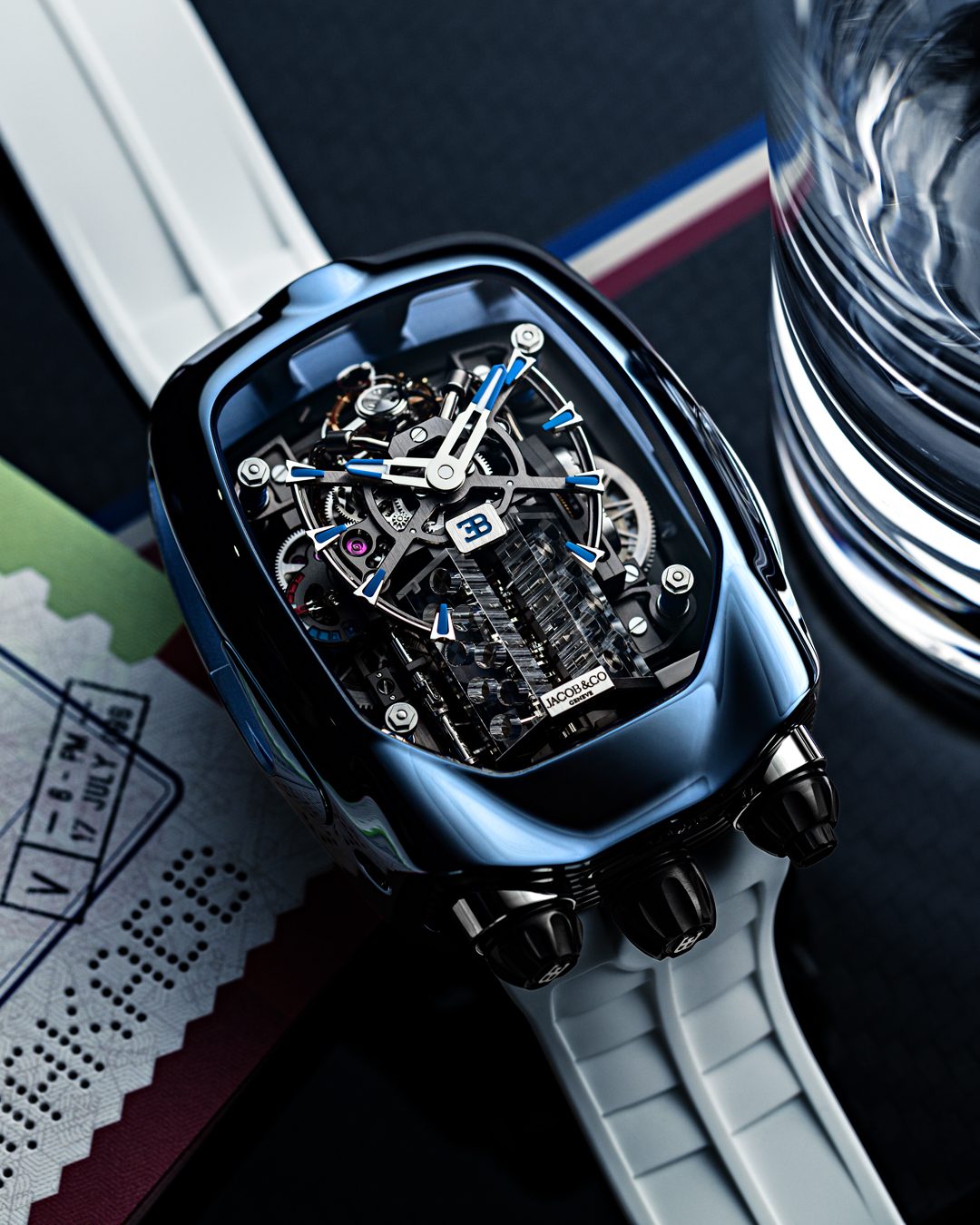 Limited Edition Jacob & Co. Bugatti Chiron Tourbillon timepiece in a rose gold case Watch (G00)