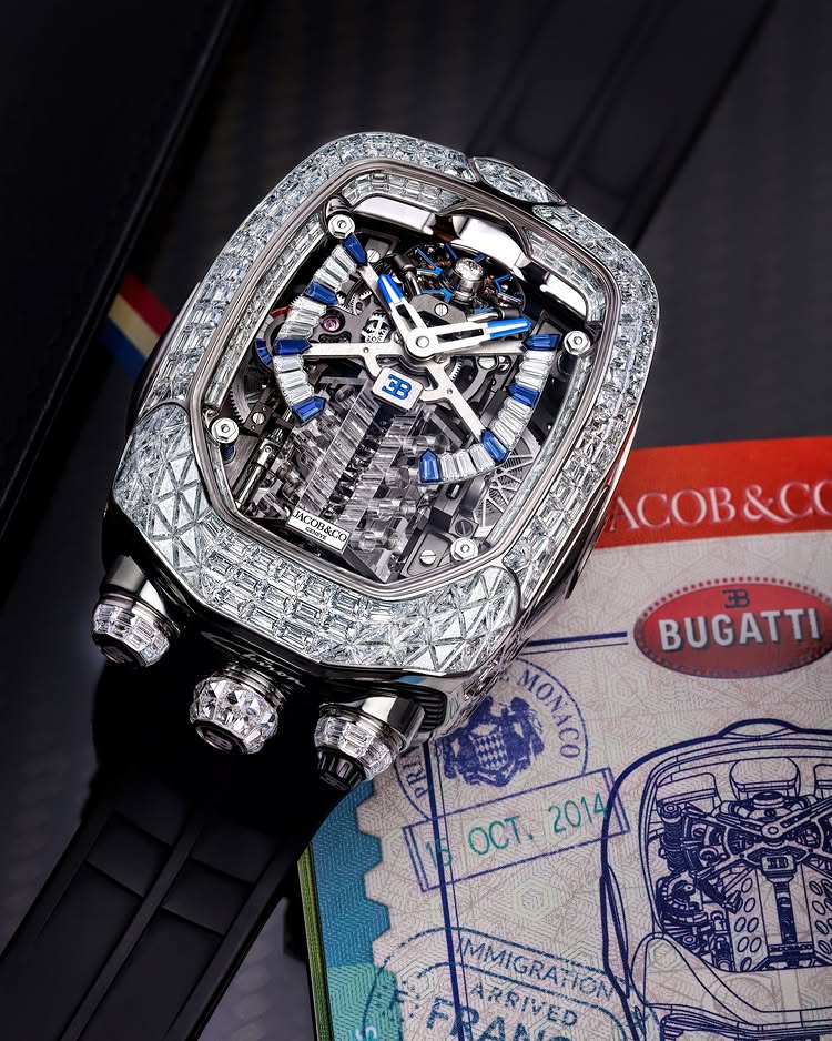 Limited Edition Jacob & Co. Bugatti Chiron Tourbillon Baguette watch (G00)