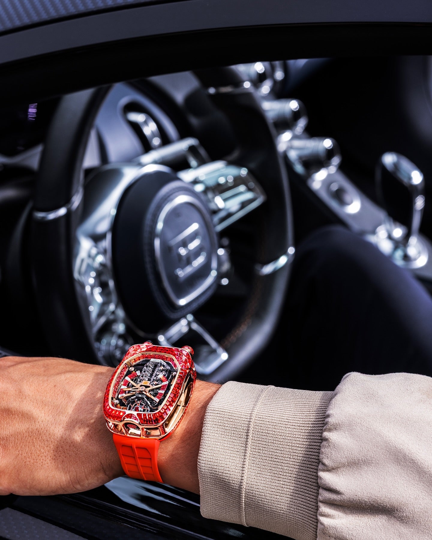 Limited Edition Jacob & Co. Bugatti Chiron Tourbillon Baguette watch (G00)