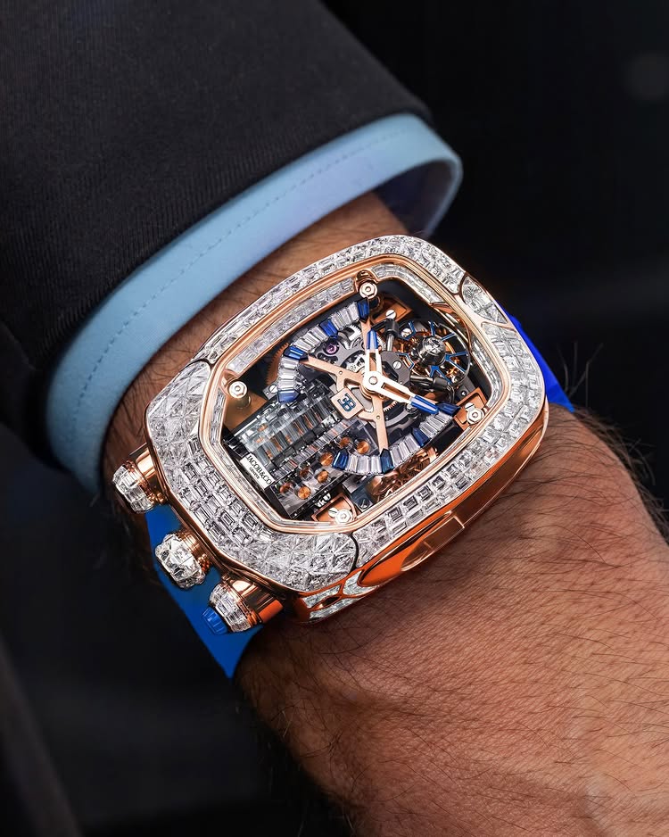Limited Edition Jacob & Co. Bugatti Chiron Tourbillon Baguette watch (G00)