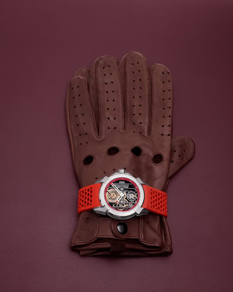 Limited Edition Jacob & Co. Epic X Skeleton watch with an orange rubber strap. (G00)